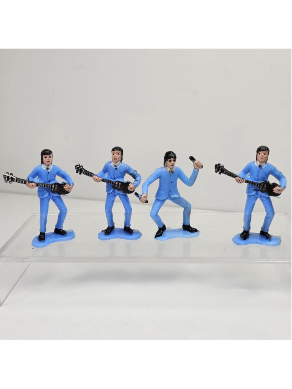 Vintage 1960s Hong Kong The Beatles Style Band Figures Blue Suits Lot of 4
